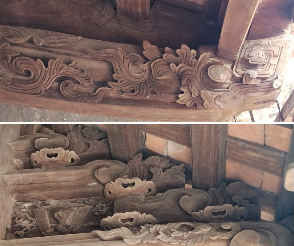 4. Các họa tiết rồng cách điệu, vân mây được chạm khắc tinh xảo